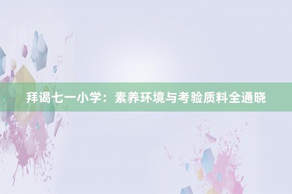 拜谒七一小学：素养环境与考验质料全通晓