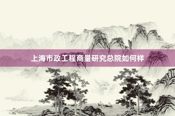 上海市政工程商量研究总院如何样